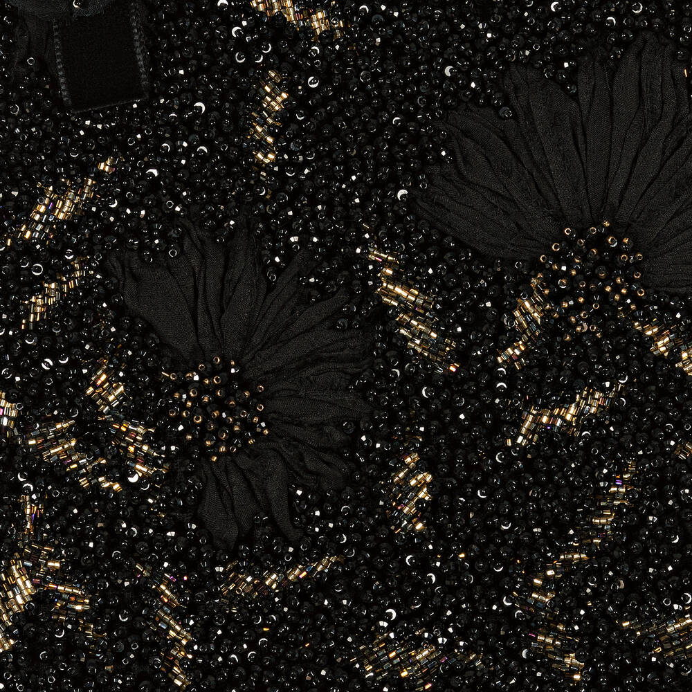 Maison Ava-Girls Black & Gold Pleated Tulle Dress | Childrensalon Outlet