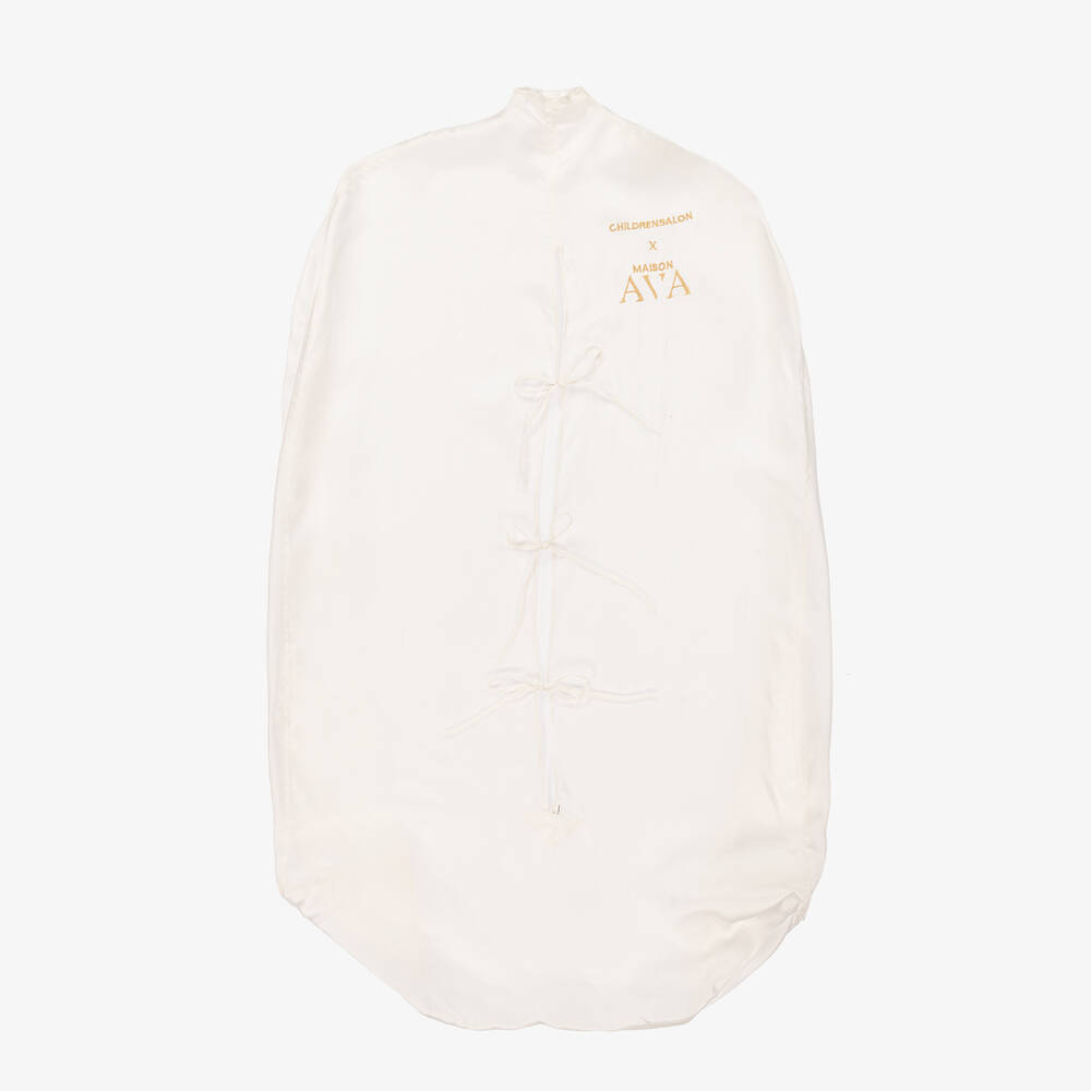 Maison Ava-Girls Ivory Embroidered Satin Organza Dress | Childrensalon Outlet