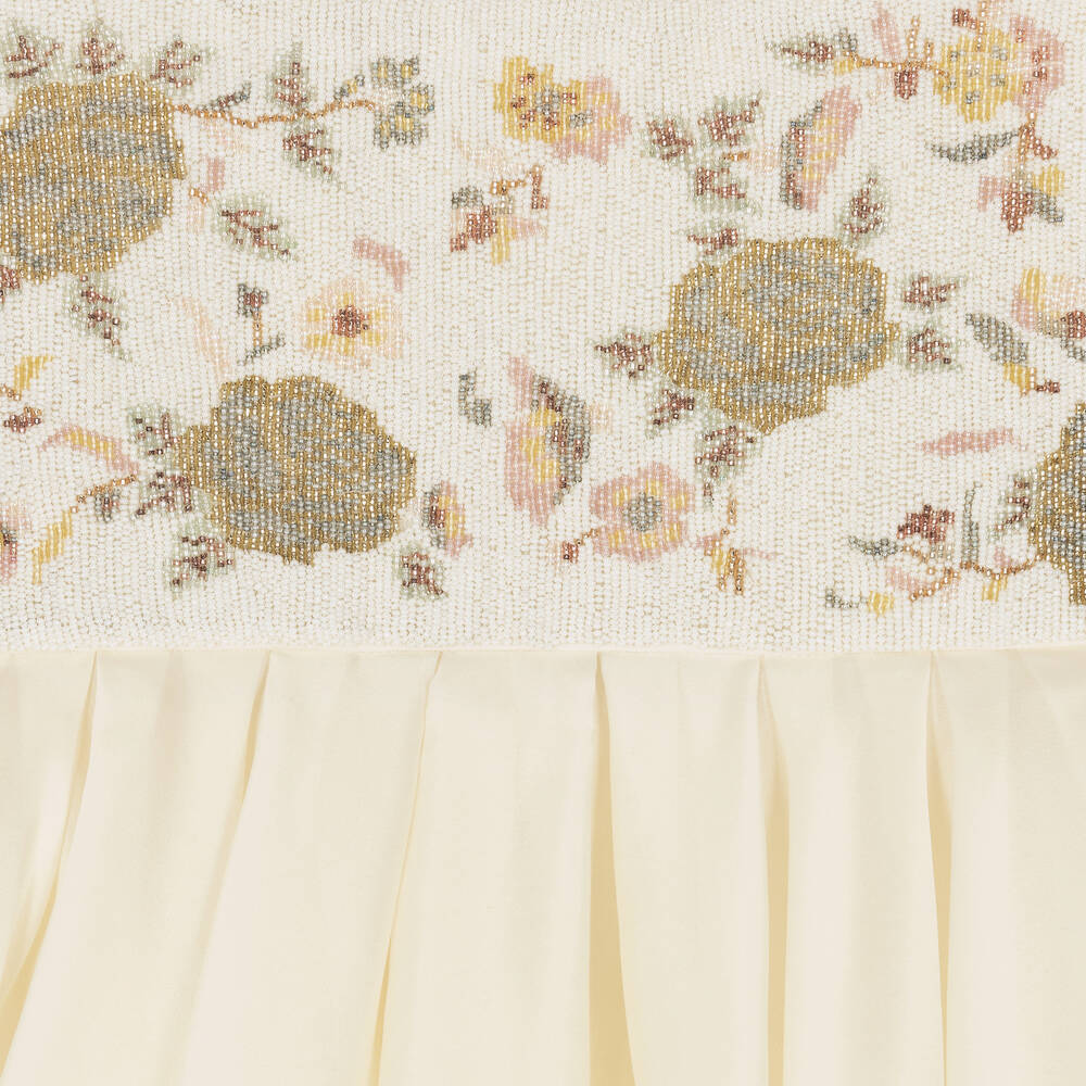 Maison Ava-Girls Ivory Embroidered Satin Organza Dress | Childrensalon Outlet