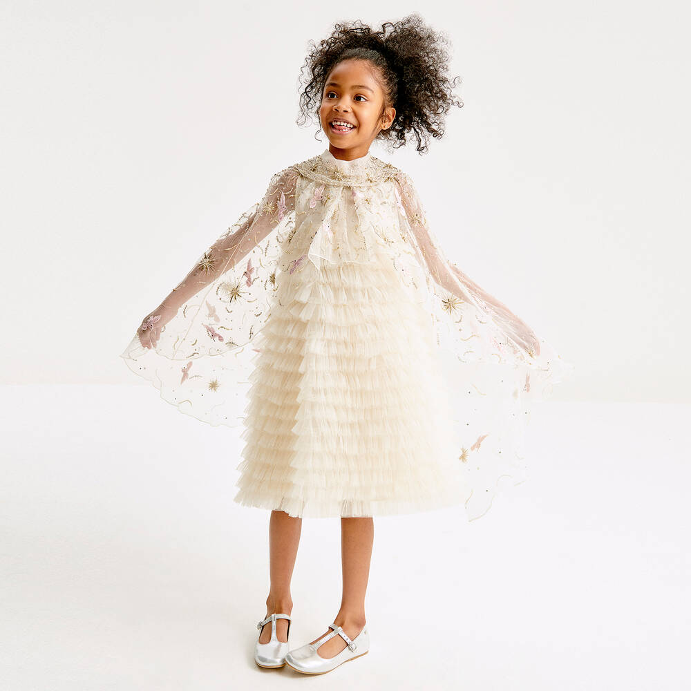 Maison Ava-فستان كيب تول لون عاجي | Childrensalon Outlet