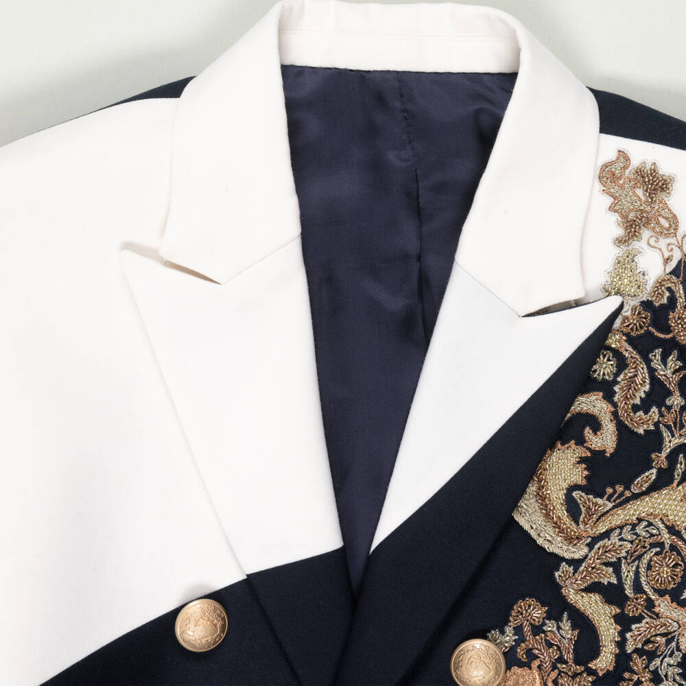 Maison Ava-Preloved Boys Navy Blue & Ivory Embroidered Suit (8 years) | Childrensalon Outlet