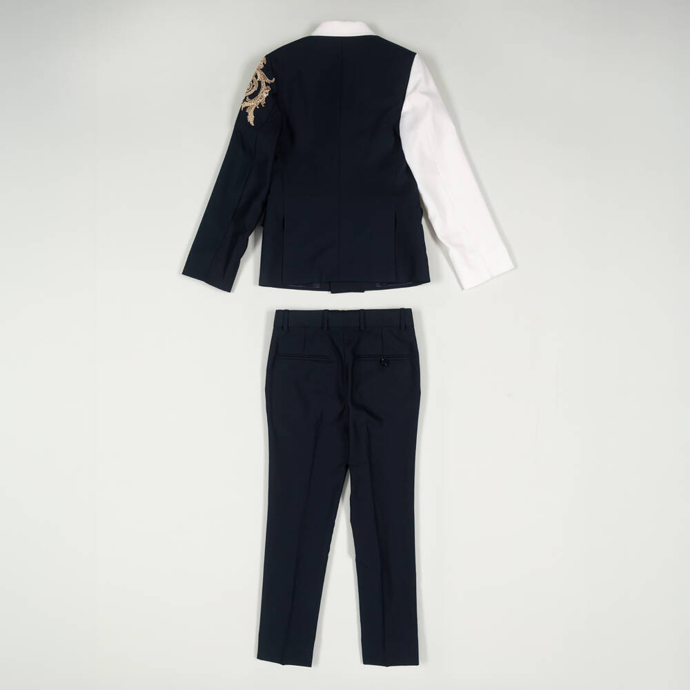 Maison Ava-Preloved Boys Navy Blue & Ivory Embroidered Suit (8 years) | Childrensalon Outlet