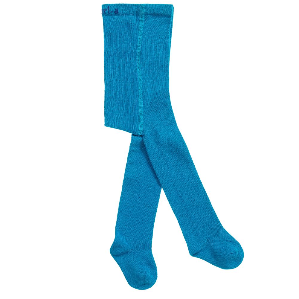 Mala - Turquoise Blue Cotton Tights | Childrensalon