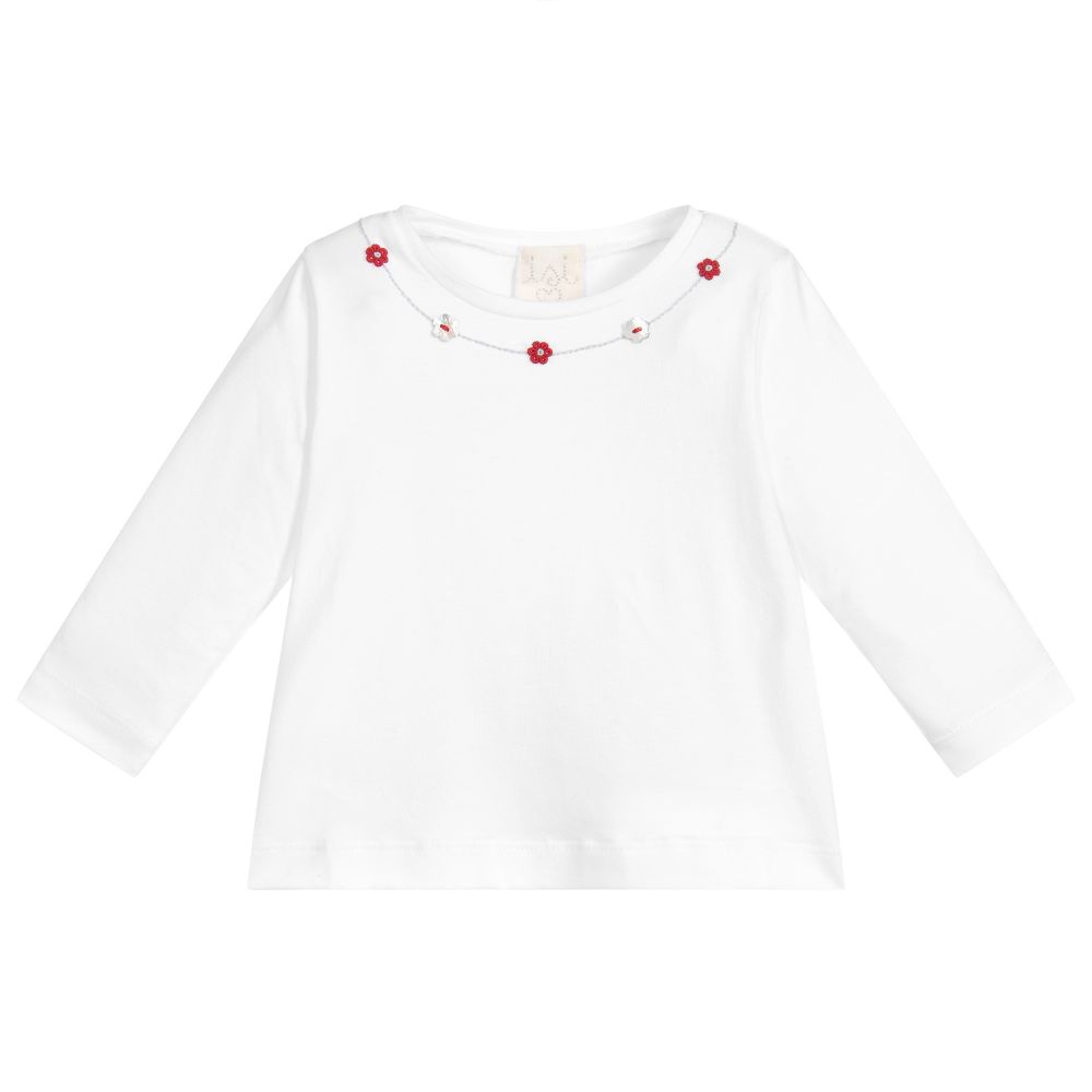 Malvi & Co - Baby Girls White Cotton Top | Childrensalon