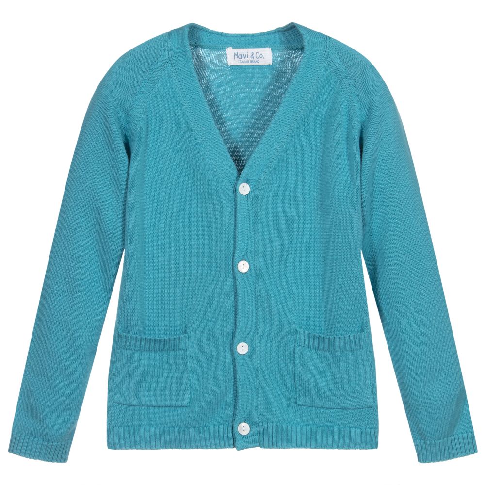 Malvi & Co - Blue Cotton Knit Cardigan | Childrensalon