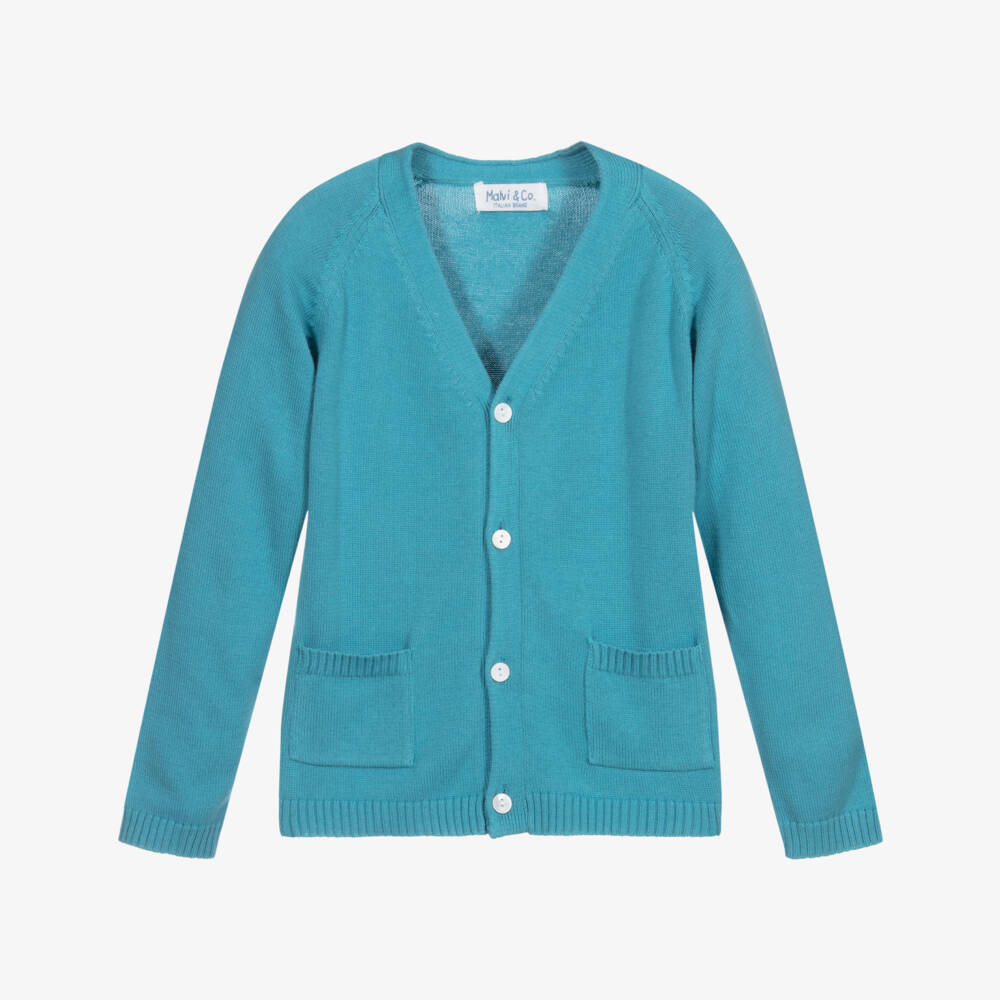 Malvi & Co-Blue Cotton Knit Cardigan | Childrensalon Outlet