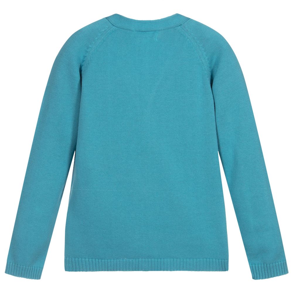 Malvi & Co-Blue Cotton Knit Cardigan | Childrensalon Outlet