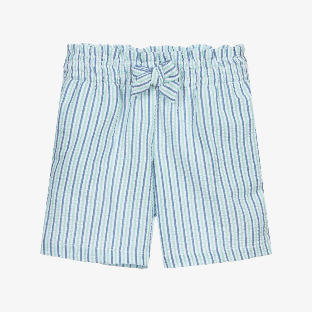Malvi & Co-Blue & Green Cotton Shorts | Childrensalon Outlet
