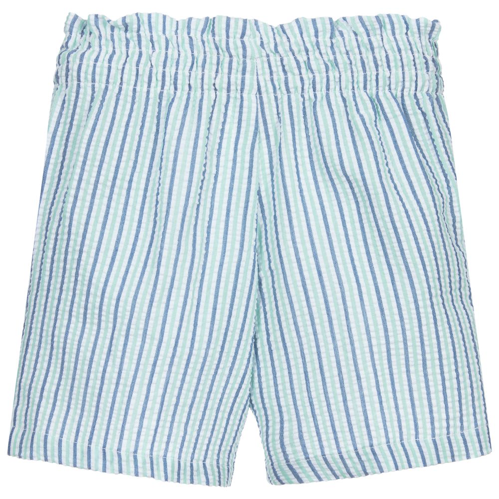 Malvi & Co-Blue & Green Cotton Shorts | Childrensalon Outlet
