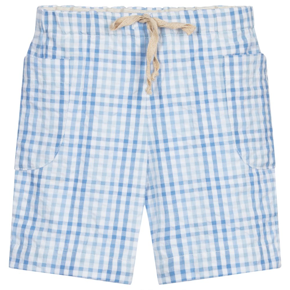 Malvi & Co - Blue & White Check Baby Shorts | Childrensalon
