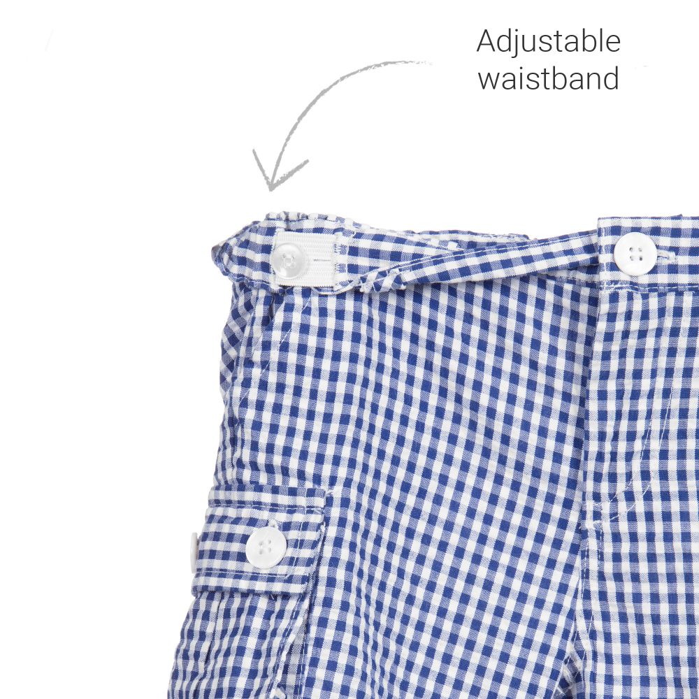 مالفي آند كو-Blue & White Check Baby Shorts | Childrensalon Outlet