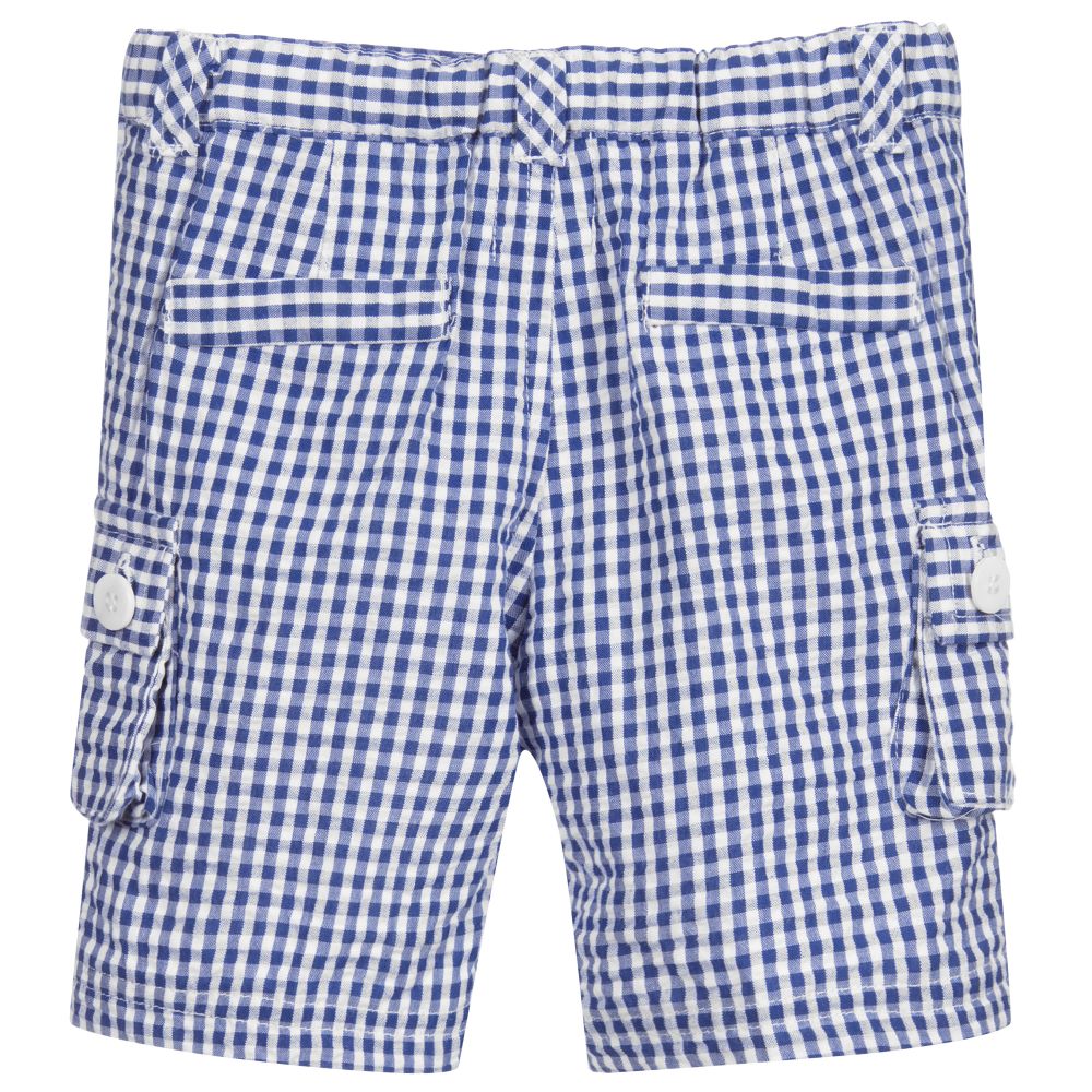 مالفي آند كو-Blue & White Check Baby Shorts | Childrensalon Outlet
