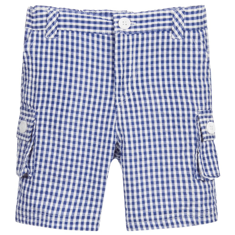 Malvi & Co - Blue & White Check Baby Shorts | Childrensalon