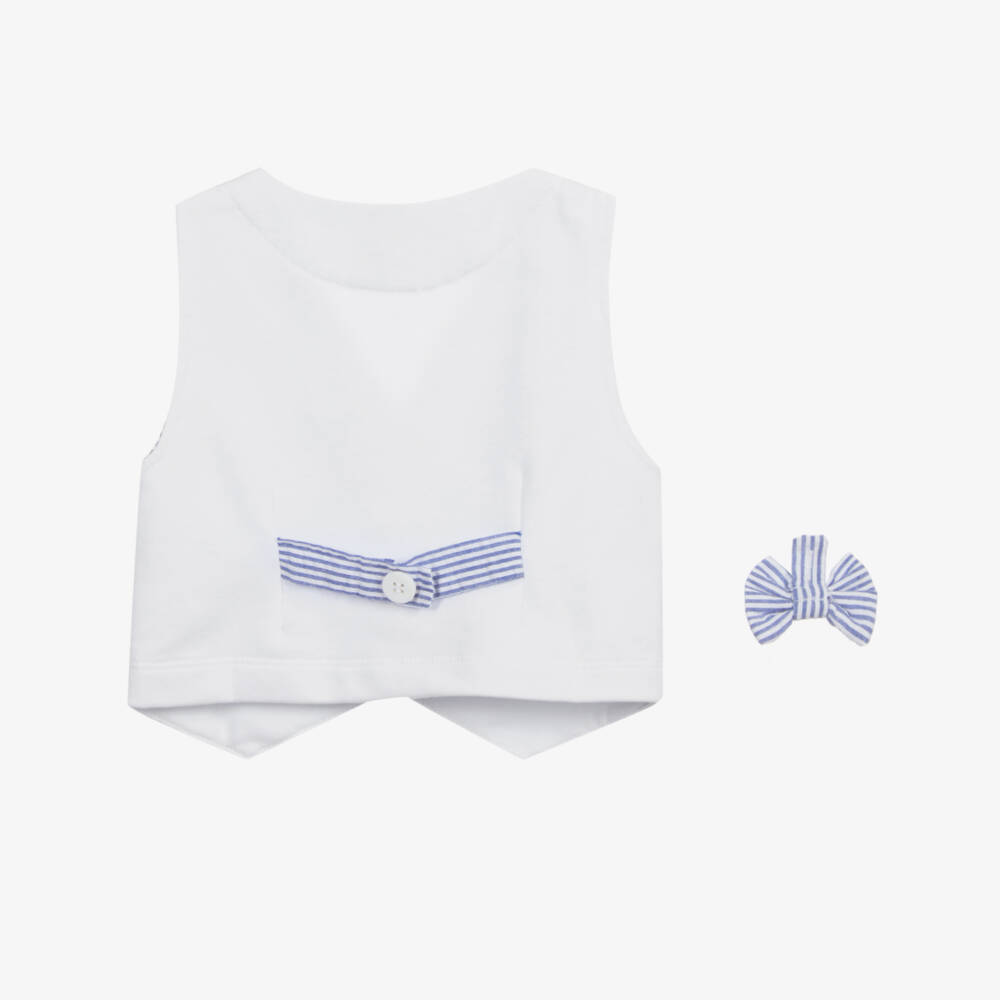 Malvi & Co-Blue & White Waistcoat Set | Childrensalon Outlet