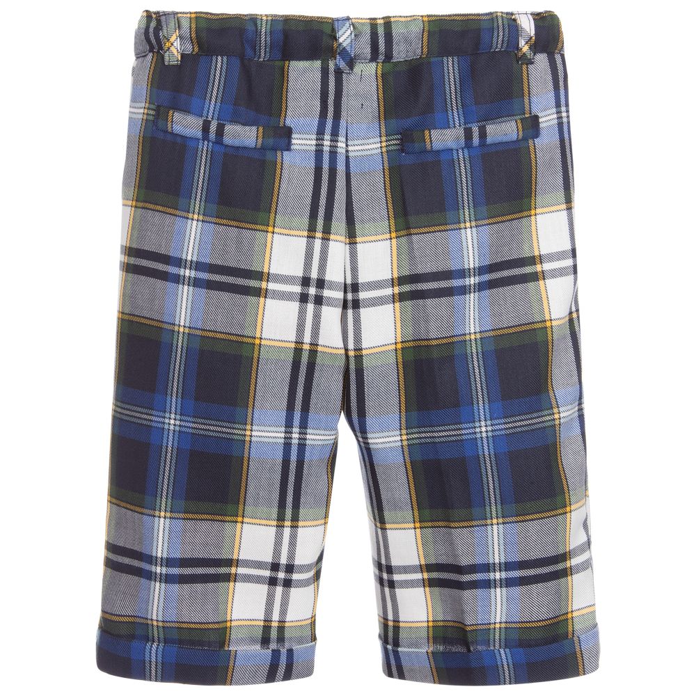 Malvi & Co-Boys Blue & Green Check Shorts | Childrensalon Outlet