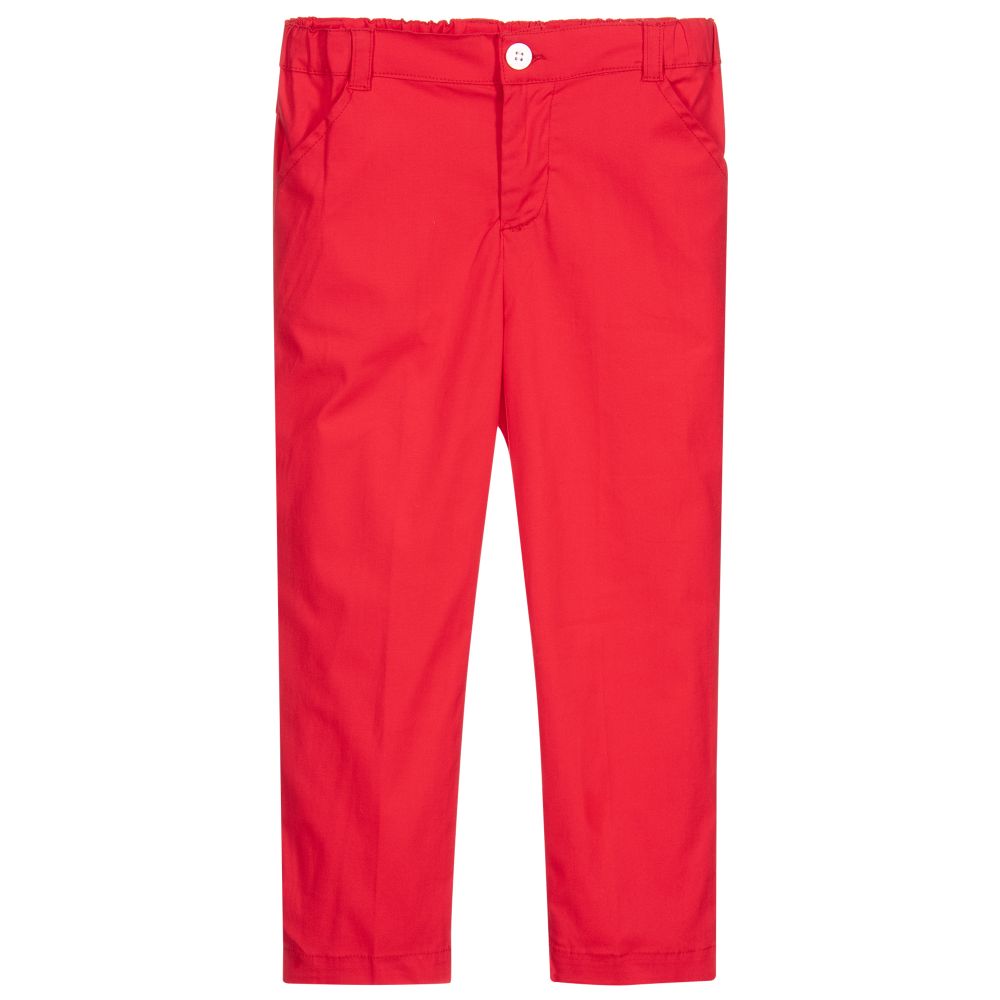 Malvi & Co - Boys Red Cotton Trousers | Childrensalon
