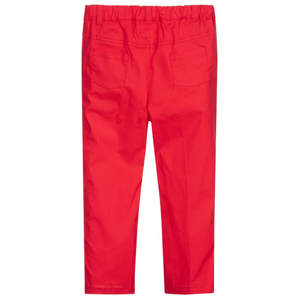 Malvi & Co-Boys Red Cotton Trousers | Childrensalon Outlet