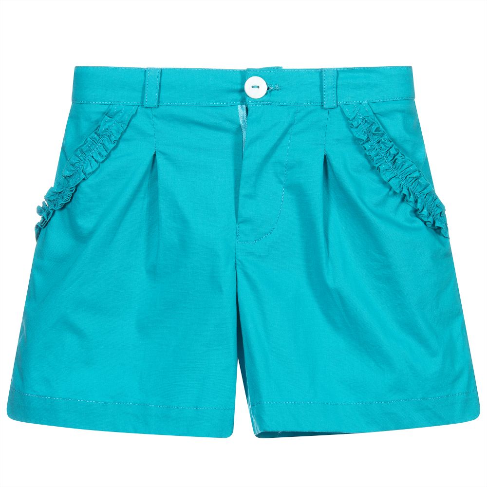Malvi & Co - Girls Blue Cotton Shorts | Childrensalon