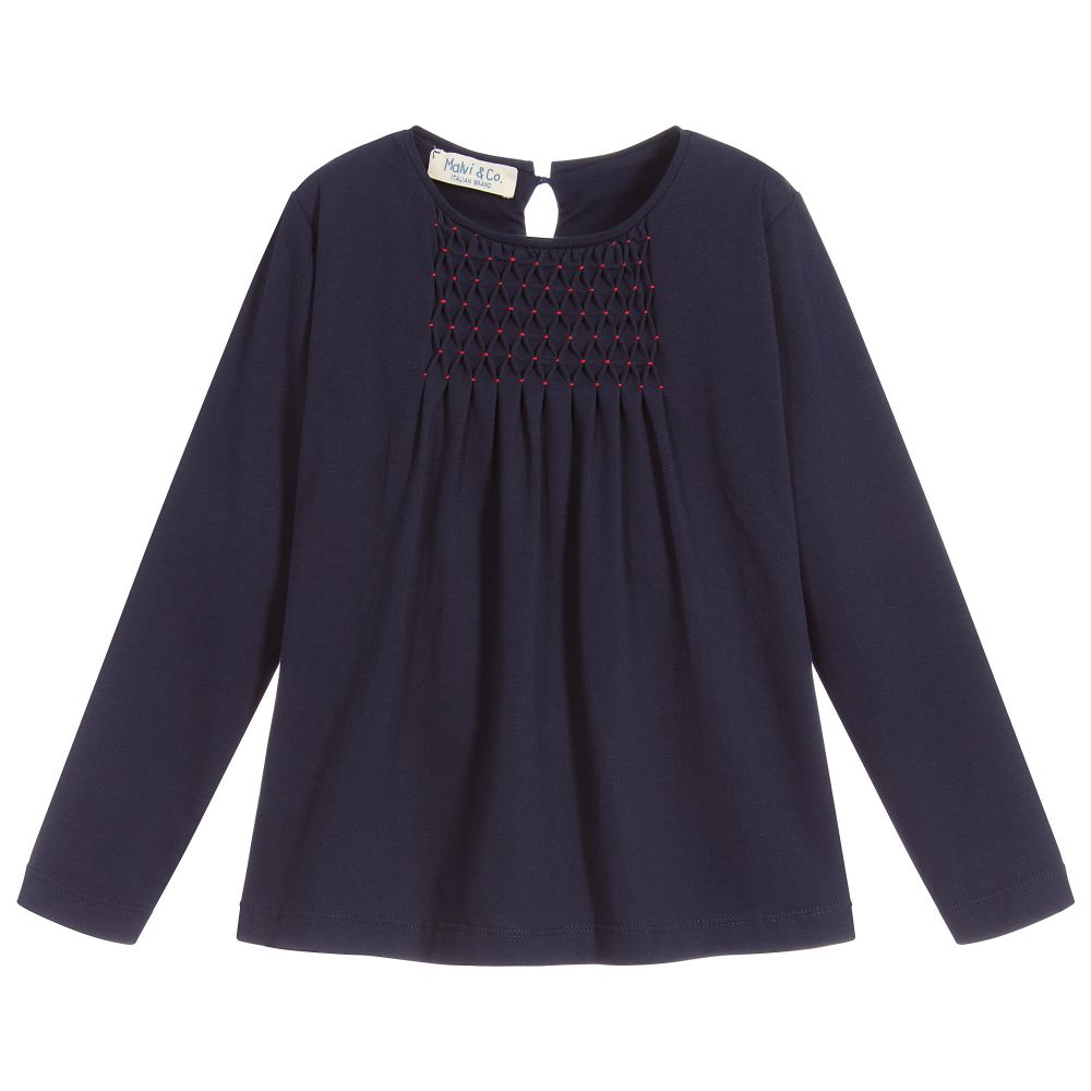 Malvi & Co - Girls Blue Cotton Top | Childrensalon