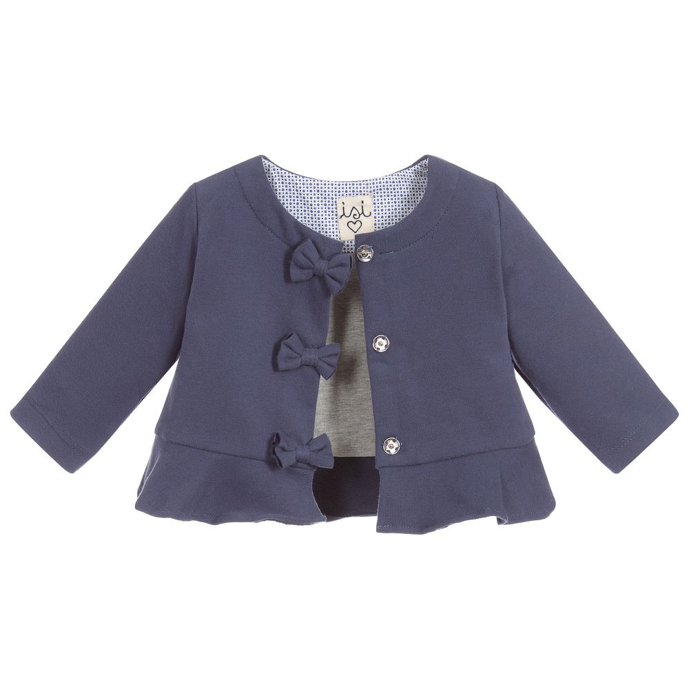 Malvi & Co-جاكيت اطفال بناتي قطن جيرسي لون أزرق | Childrensalon Outlet