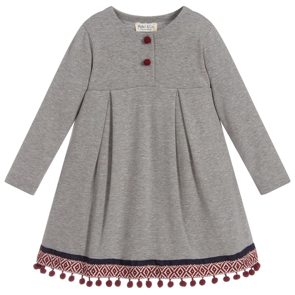 Malvi & Co - Girls Grey Jersey Dress | Childrensalon