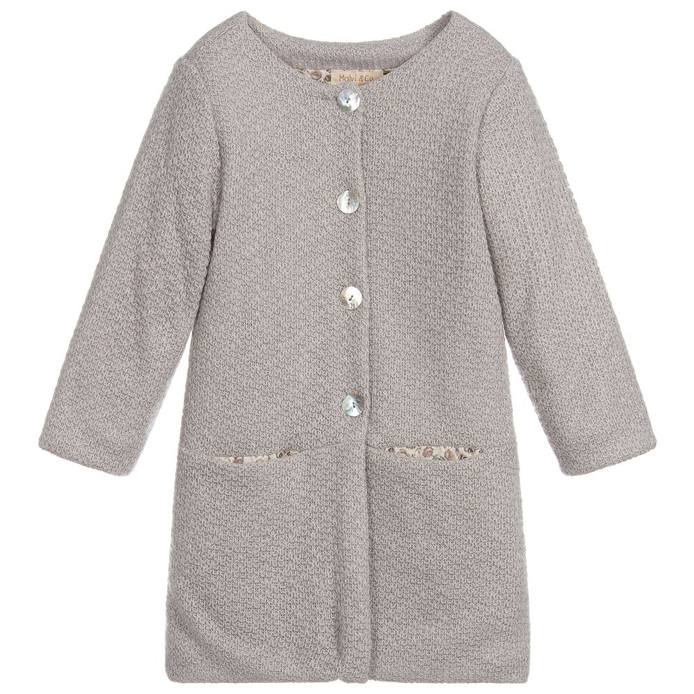 Malvi & Co - Girls Grey Wool Blend Coat | Childrensalon