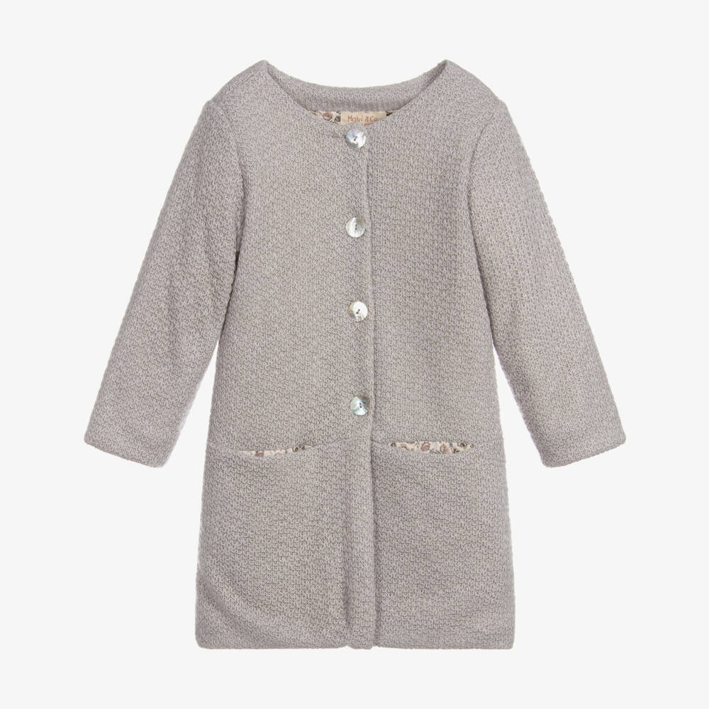 Malvi & Co-معطف أطفال بناتي مزيج صوف لون رمادي | Childrensalon Outlet