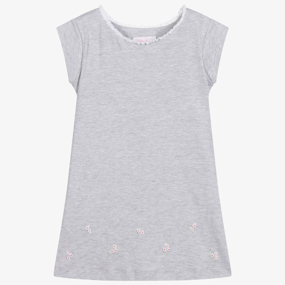 Malvi & Co-فستان قطن جيرسي لون رمادي | Childrensalon Outlet