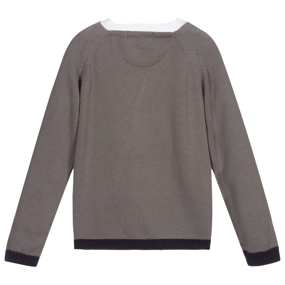 Malvi & Co-Grey Cotton Knitted Cardigan | Childrensalon Outlet