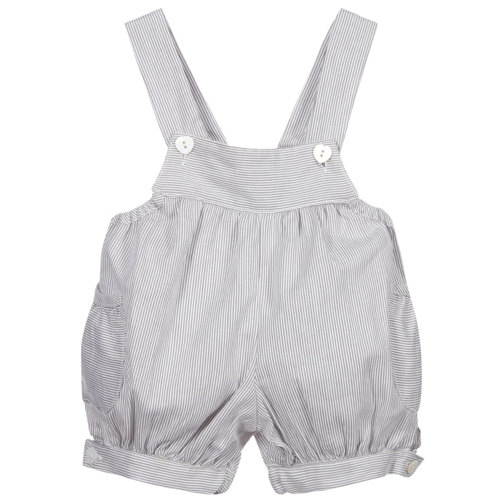 Malvi & Co-Grey Short Baby Dungarees | Childrensalon Outlet