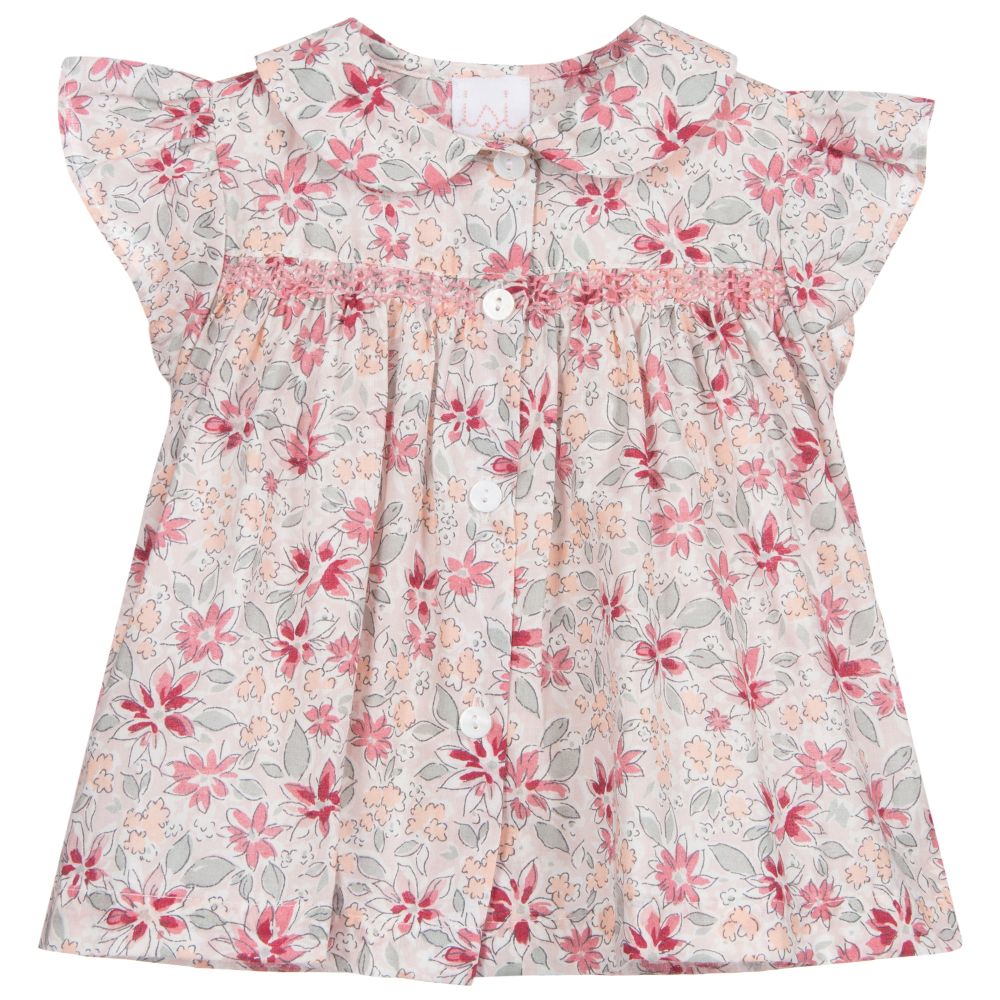 Malvi & Co - Pink Floral Cotton Baby Blouse | Childrensalon Outlet