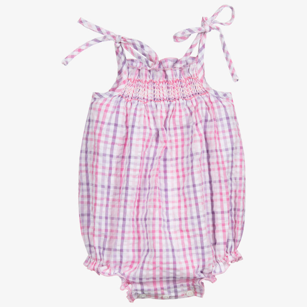 Malvi & Co-Pink Gingham Cotton Shortie | Childrensalon Outlet