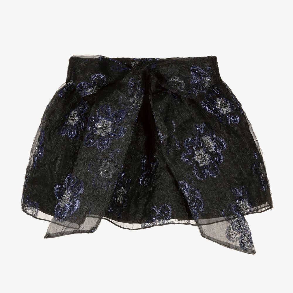 Mama Luma - Черная юбка из органзы с синими цветами | Childrensalon