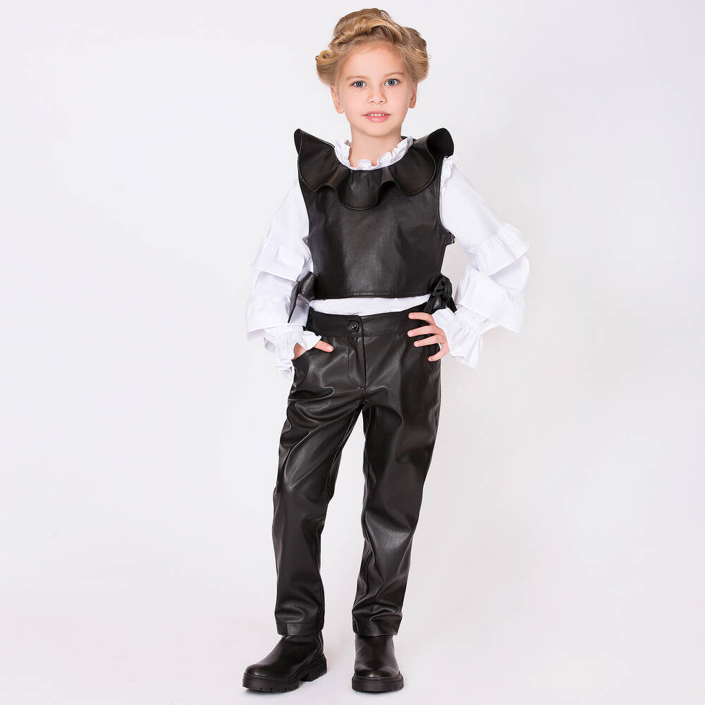 ماما لوما-أكثر من قطعة جلد صناعي لون أسود للبنات | Childrensalon Outlet