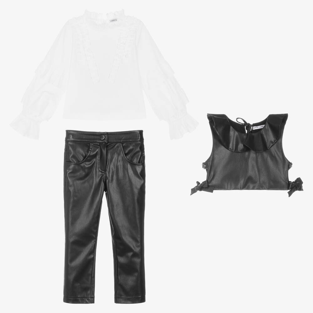 ماما لوما-أكثر من قطعة جلد صناعي لون أسود للبنات | Childrensalon Outlet