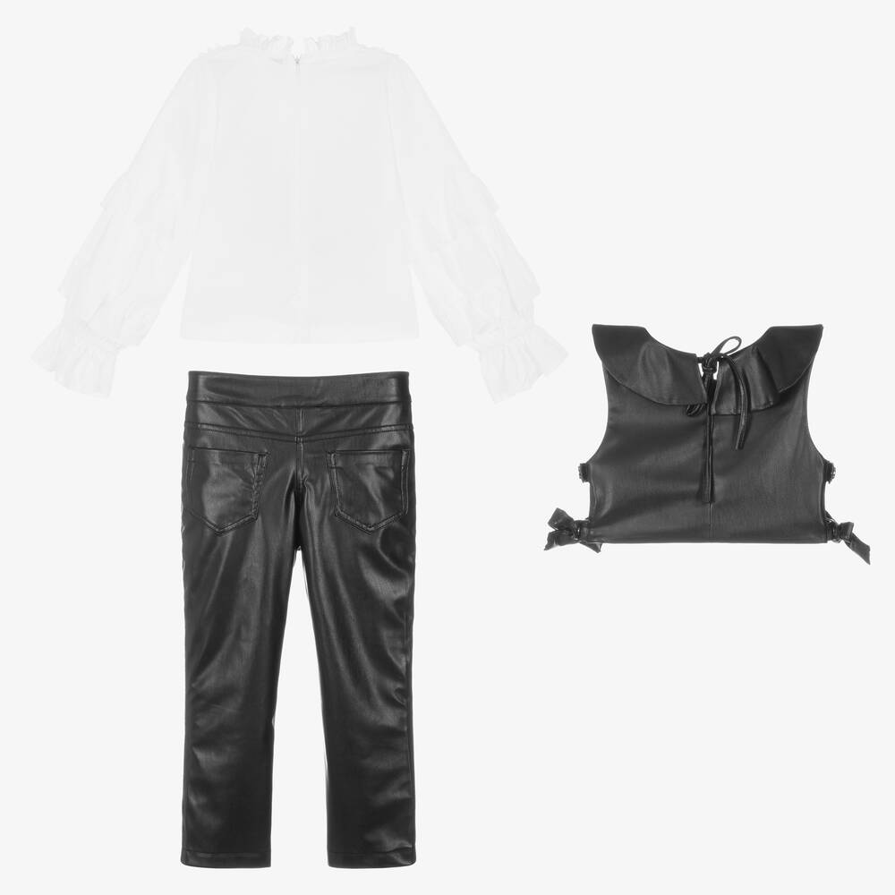 ماما لوما-أكثر من قطعة جلد صناعي لون أسود للبنات | Childrensalon Outlet