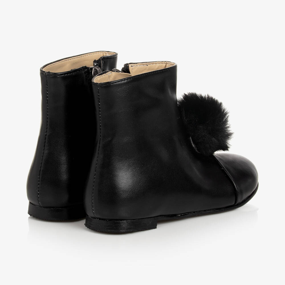 Mama Luma-Черные ботинки из искусственной кожи с помпонами | Childrensalon Outlet
