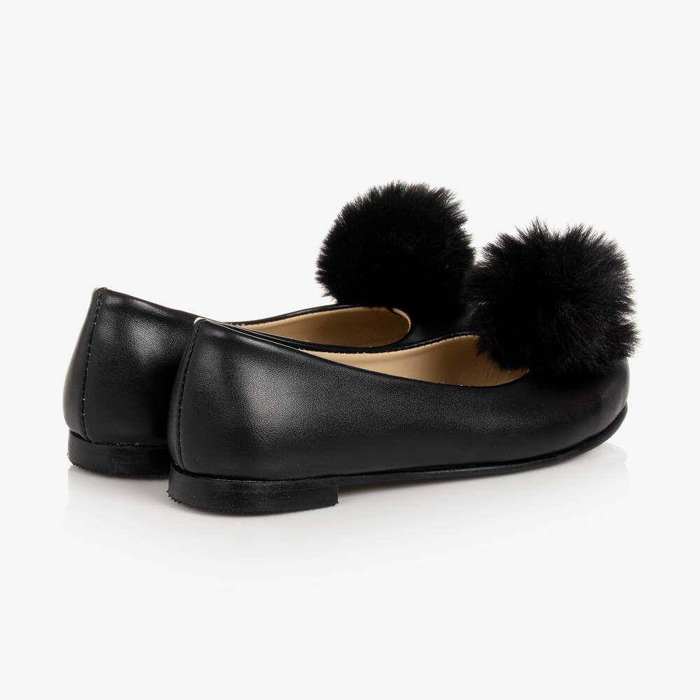 Mama Luma-Черные туфли из искусственной кожи с помпонами | Childrensalon Outlet