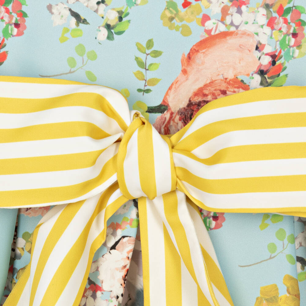 Mama Luma-Girls Blue Floral Satin Dress | Childrensalon Outlet