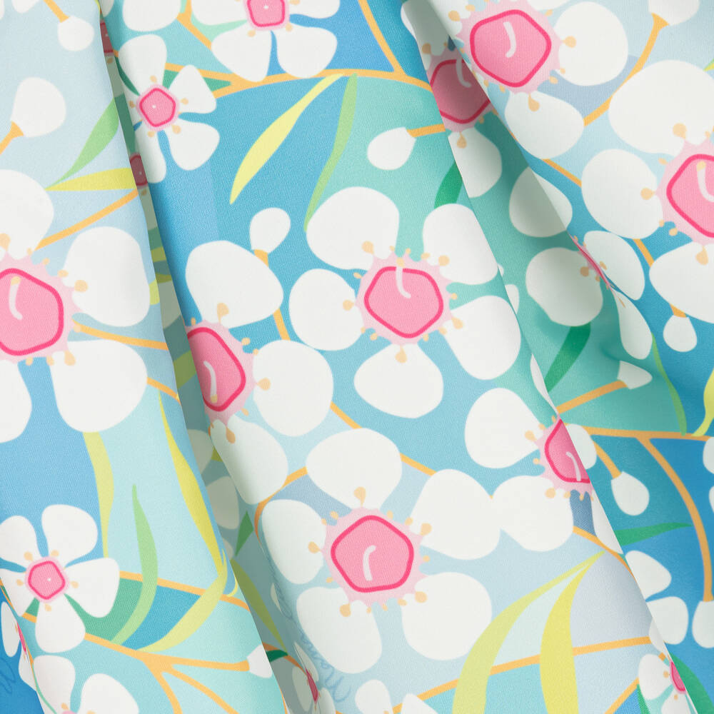 Mama Luma-Girls Blue Floral Satin Dress | Childrensalon Outlet