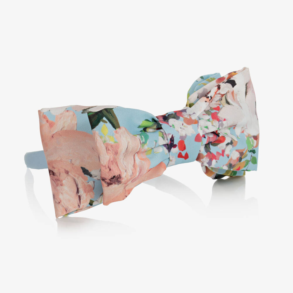 Mama Luma-Голубой атласный ободок с цветами для девочек | Childrensalon Outlet