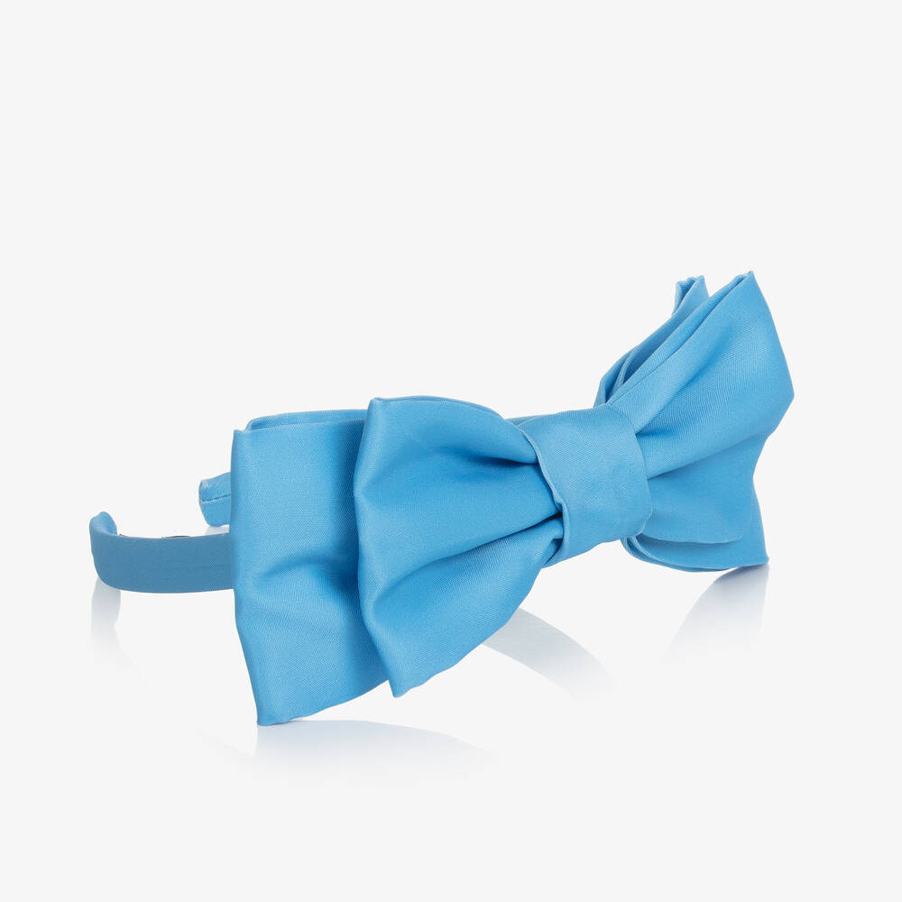 Mama Luma-Голубой атласный ободок с бантом для девочек | Childrensalon Outlet