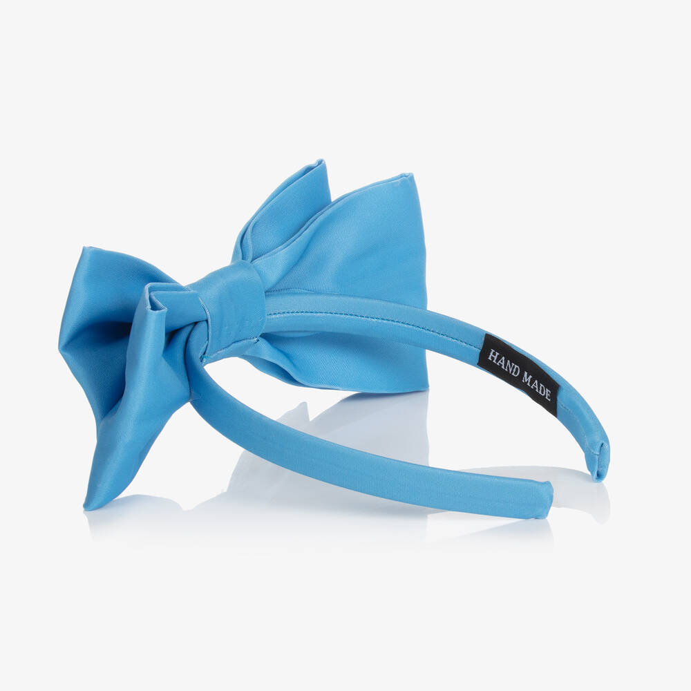 Mama Luma-Голубой атласный ободок с бантом для девочек | Childrensalon Outlet