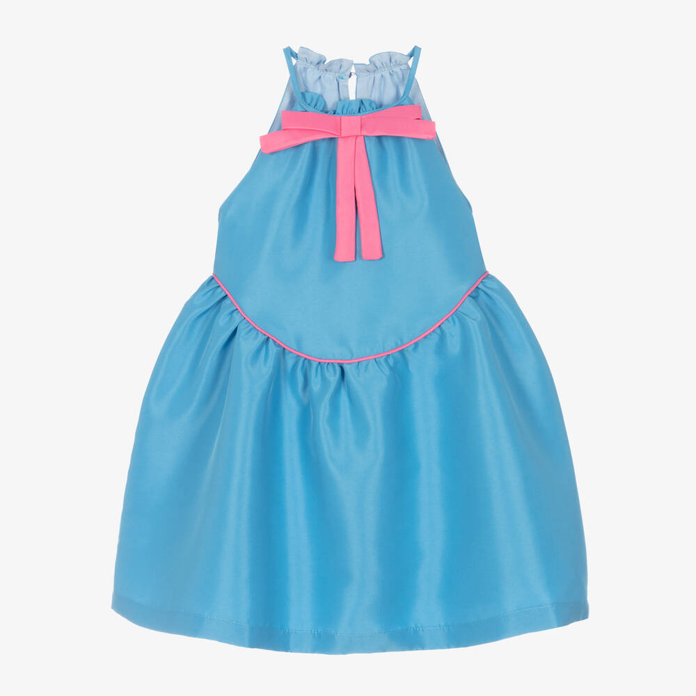 Mama Luma-Girls Blue Satin Sleeveless Dress | Childrensalon Outlet