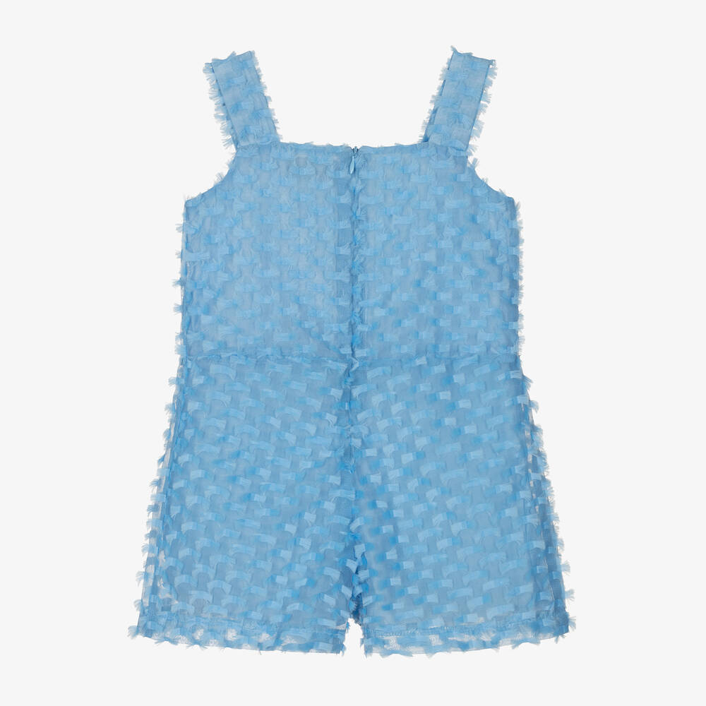 Mama Luma-Girls Blue Tasselled Organza Playsuit | Childrensalon Outlet
