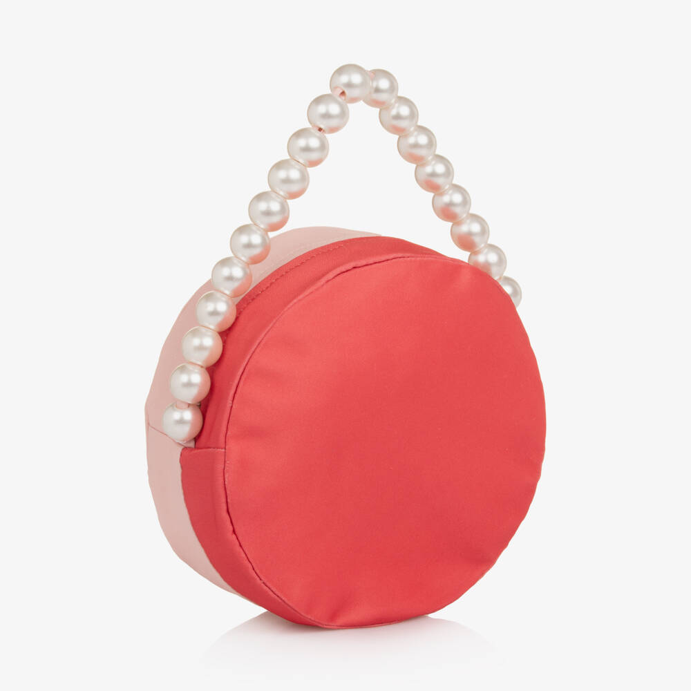 Mama Luma-Girls Circular Coral Red & Pale Pink Bag | Childrensalon Outlet