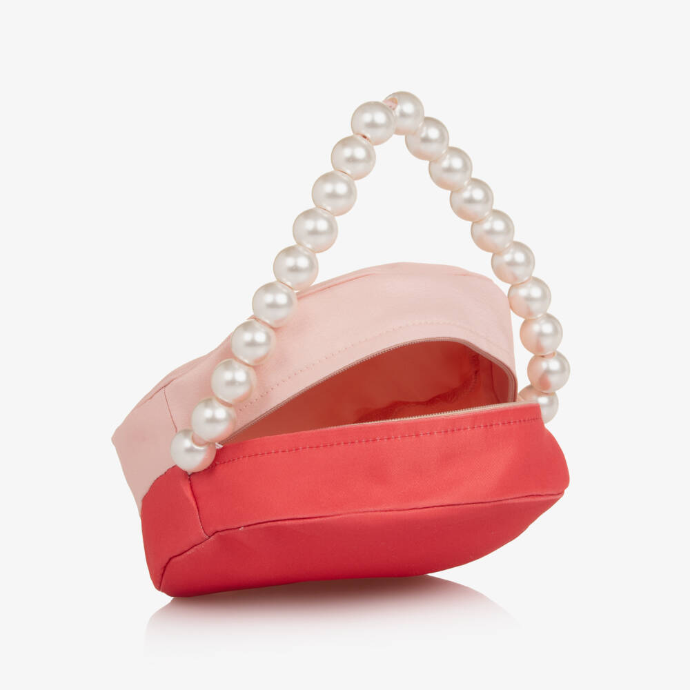 Mama Luma-Girls Circular Coral Red & Pale Pink Bag | Childrensalon Outlet