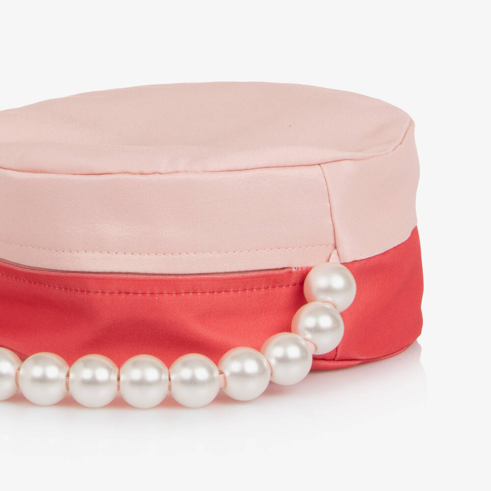 Mama Luma-Girls Circular Coral Red & Pale Pink Bag | Childrensalon Outlet