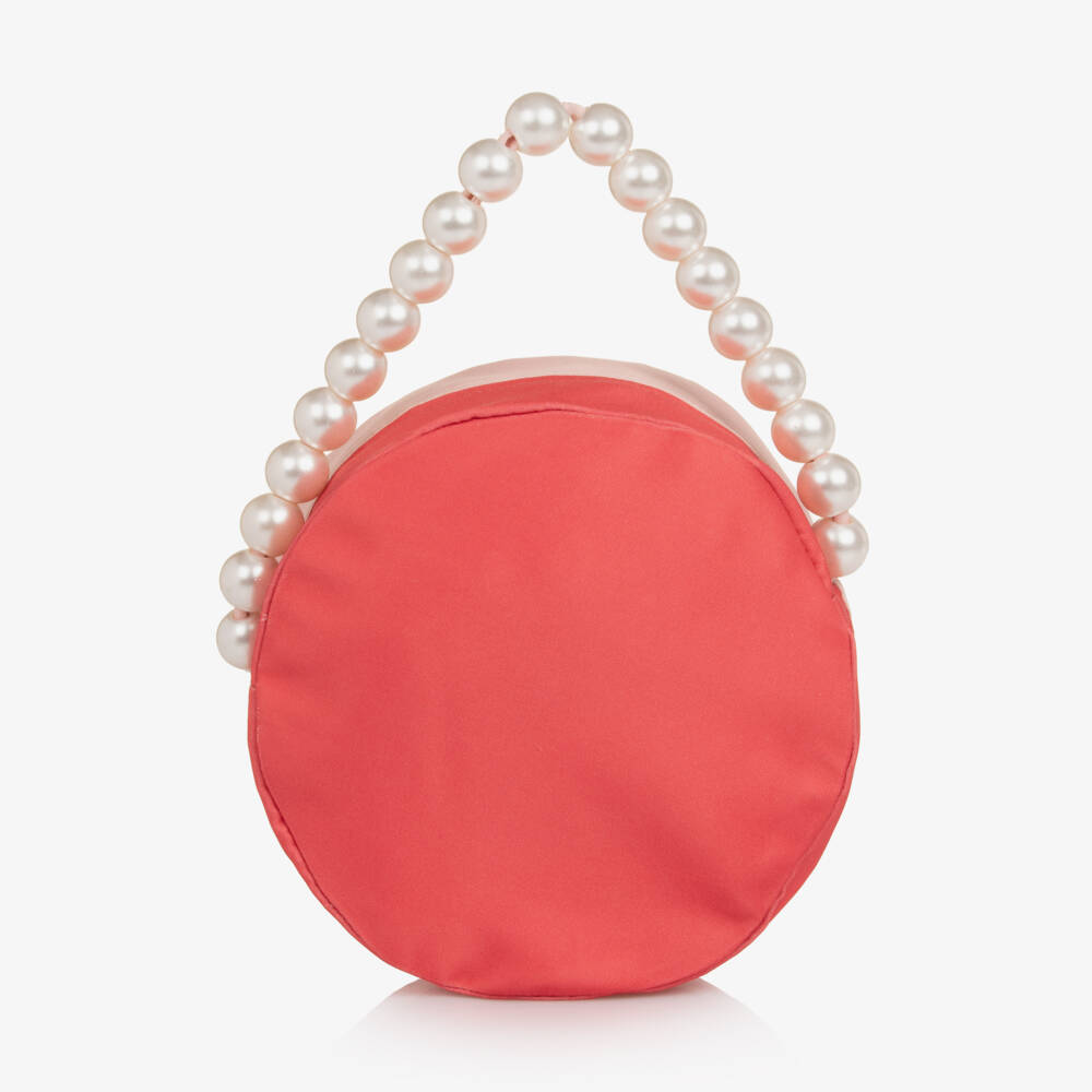 Mama Luma-Girls Circular Coral Red & Pale Pink Bag | Childrensalon Outlet