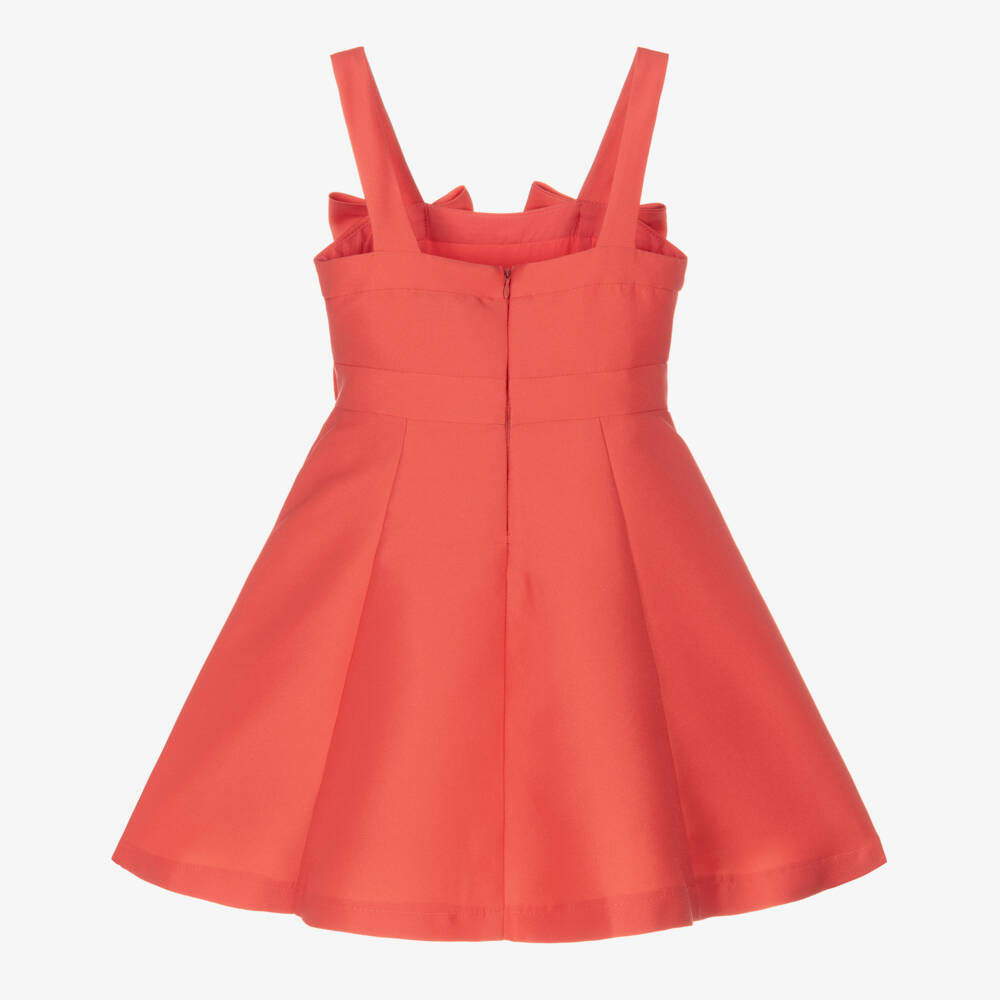 Mama Luma-فستان ساتان مرجاني للبنات مع فيونكة | Childrensalon Outlet